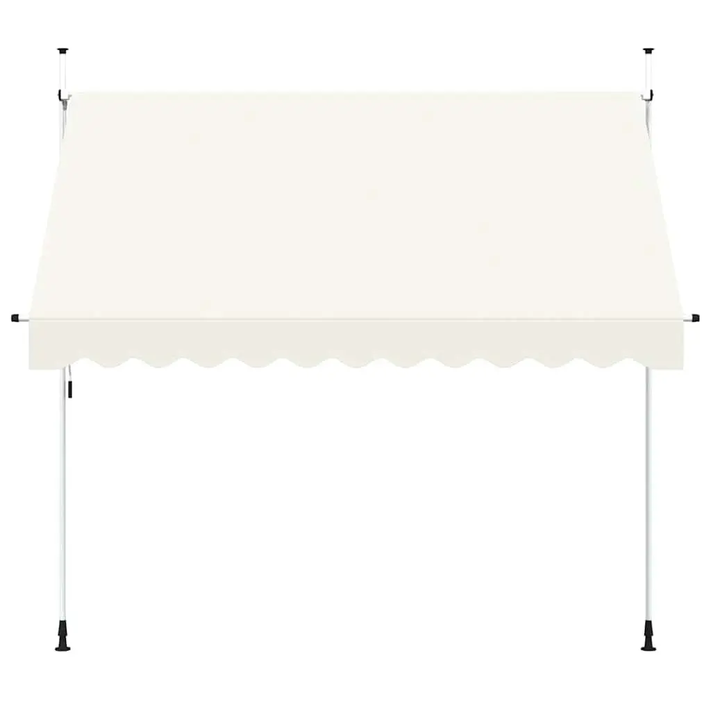Retractable Awning Cream 300cm Manual Operation Water and Dirt Repellent UV and Weather Resistant Polyester Canopy Sturdy Steel Frame
