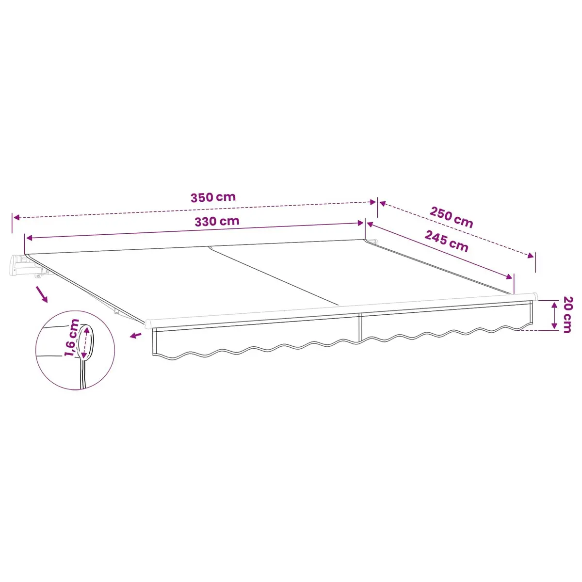 Awning Replacement Fabric Anthracite Grey 3.5x2.5 m UV Resistant Polyester