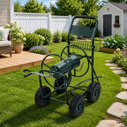 Garden Hose Trolley Reel Cart with 1/2" Connector 75m Storage Organiser