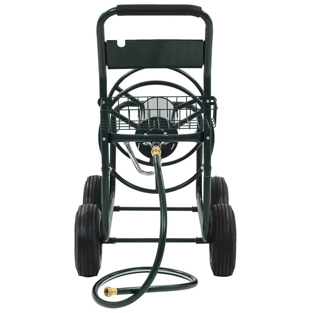 Garden Hose Trolley Reel Cart Green Steel 75m Co-Rotating Hose Organiser