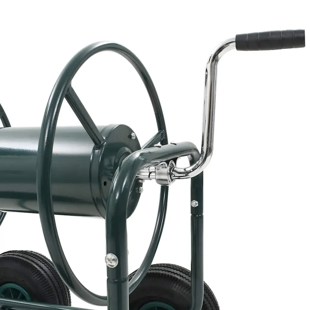 Garden Hose Trolley Reel Cart Green Steel 75m Co-Rotating Hose Organiser