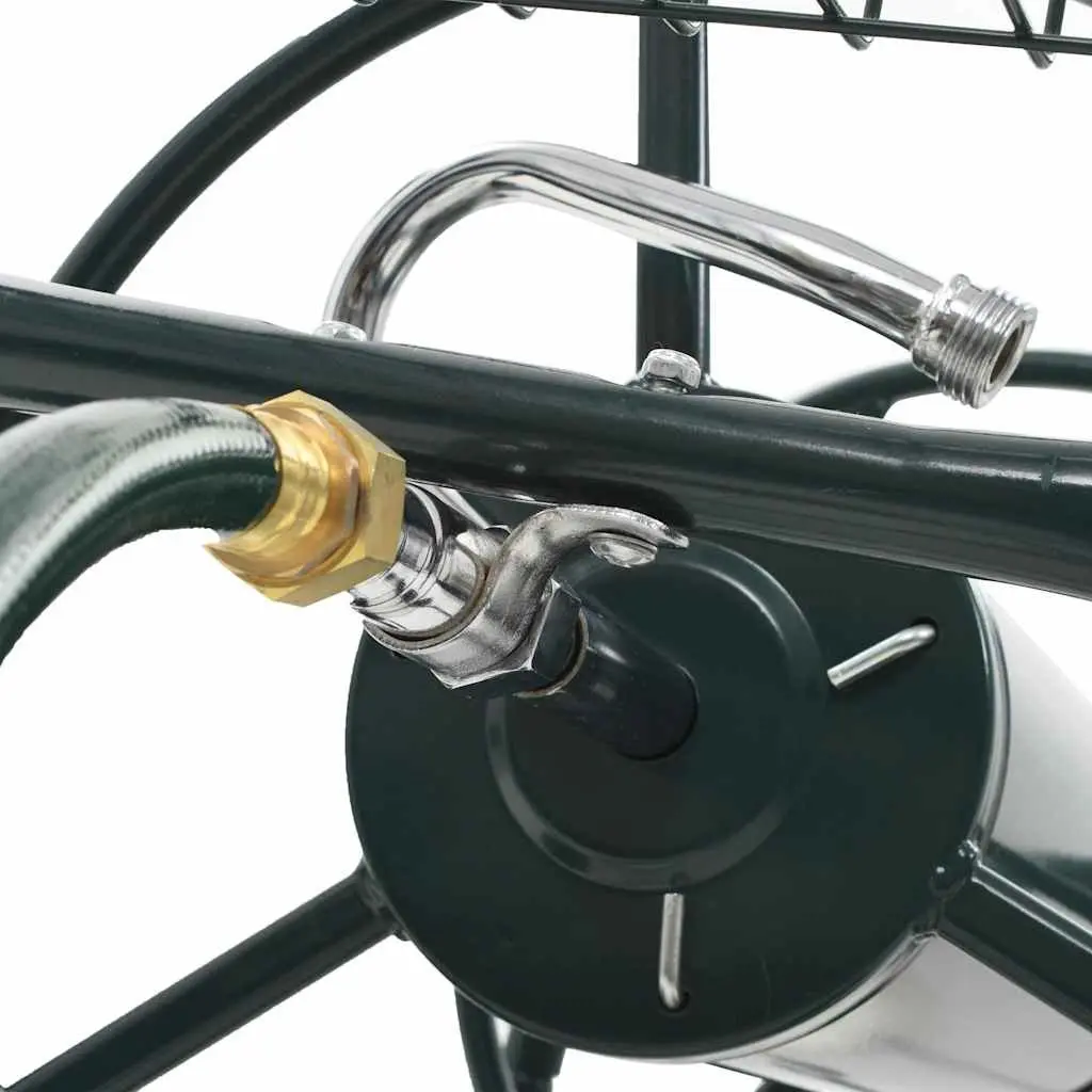 Garden Hose Trolley Reel Cart Green Steel 75m Co-Rotating Hose Organiser