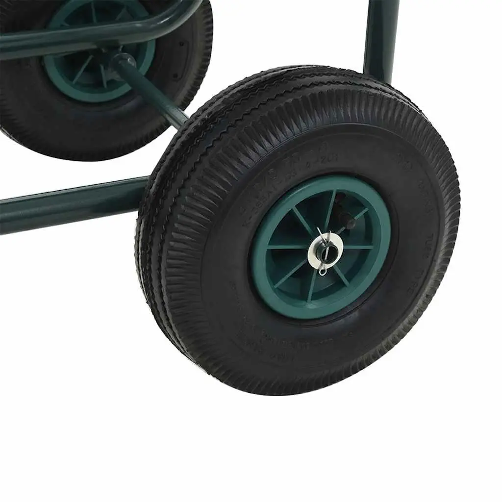 Garden Hose Trolley Reel Cart Green Steel 75m Co-Rotating Hose Organiser