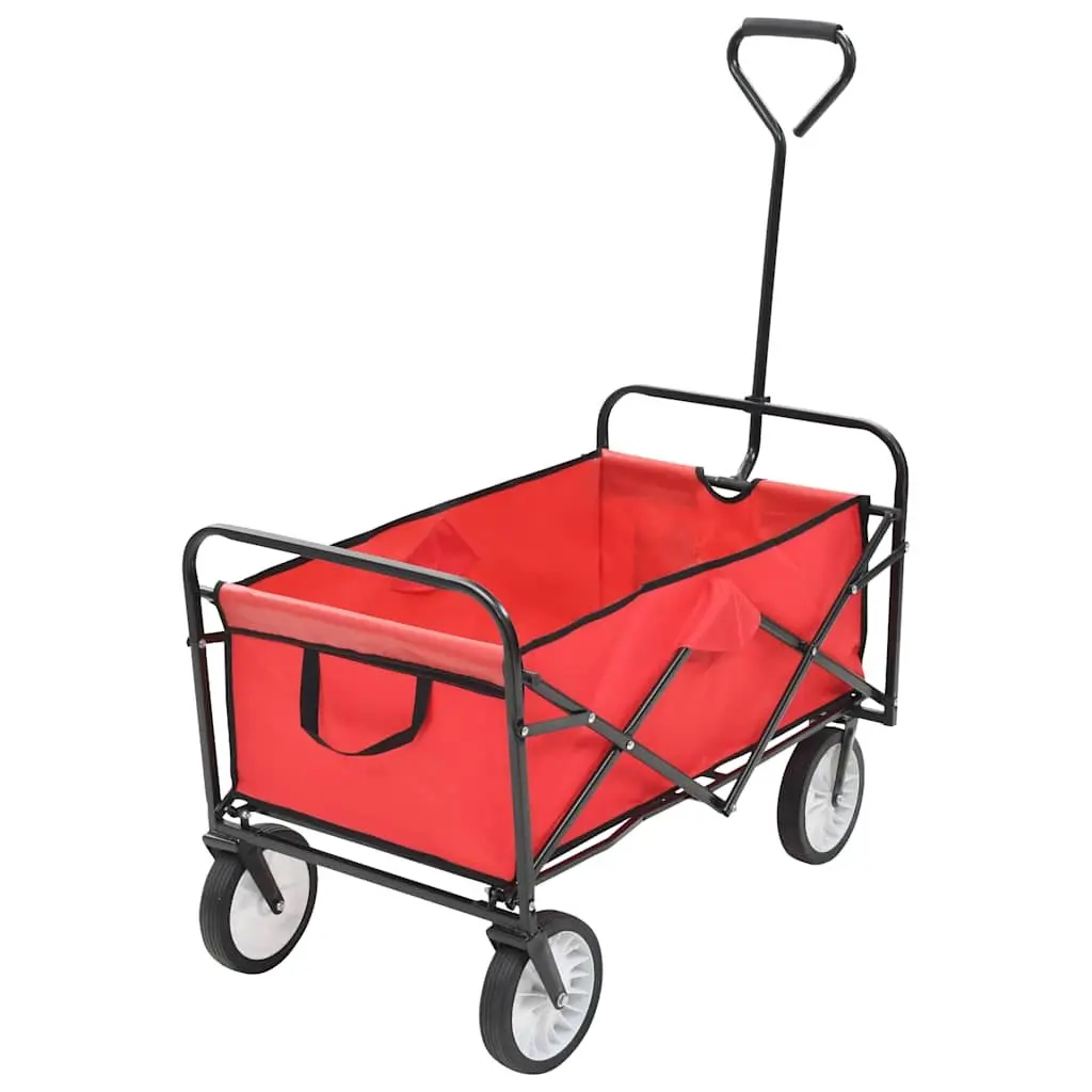 Folding Hand Trolley Green Steel Frame Heavy Duty 600D Oxford Fabric 360° Rotatable Front Wheels