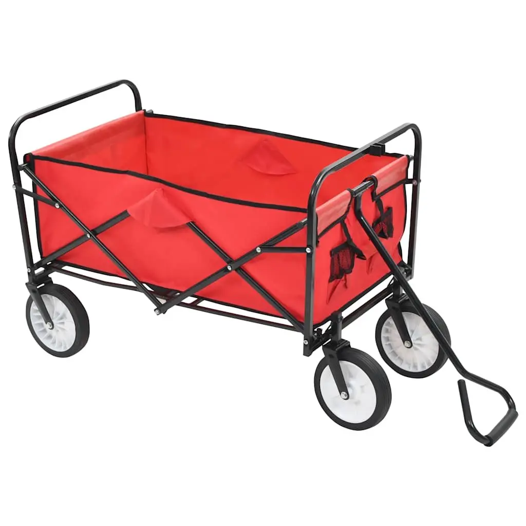 Folding Hand Trolley Green Steel Frame Heavy Duty 600D Oxford Fabric 360° Rotatable Front Wheels