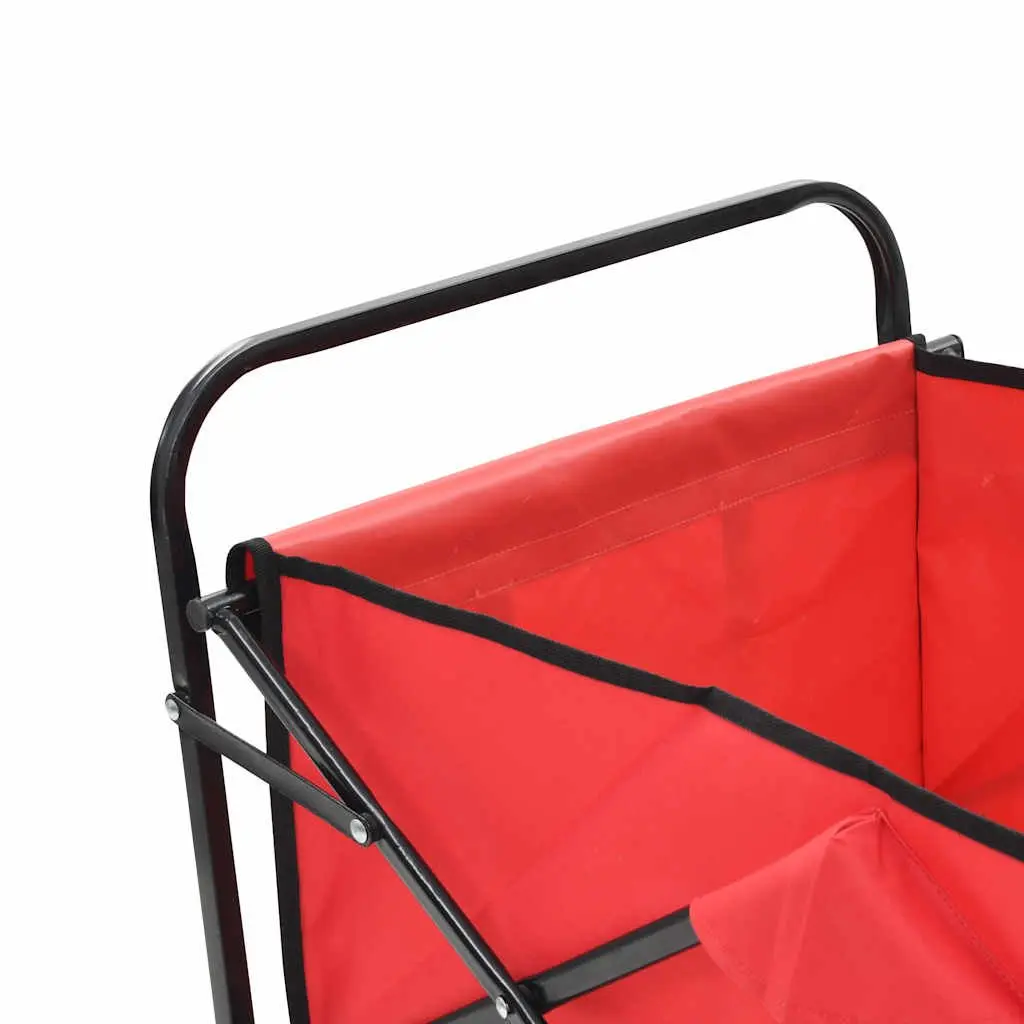 Folding Hand Trolley Green Steel Frame Heavy Duty 600D Oxford Fabric 360° Rotatable Front Wheels