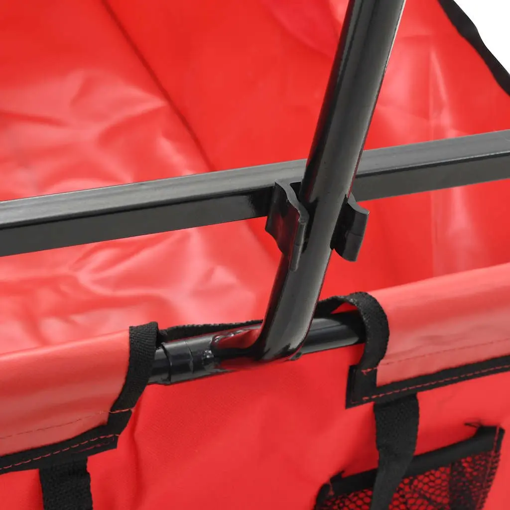 Folding Hand Trolley Green Steel Frame Heavy Duty 600D Oxford Fabric 360° Rotatable Front Wheels