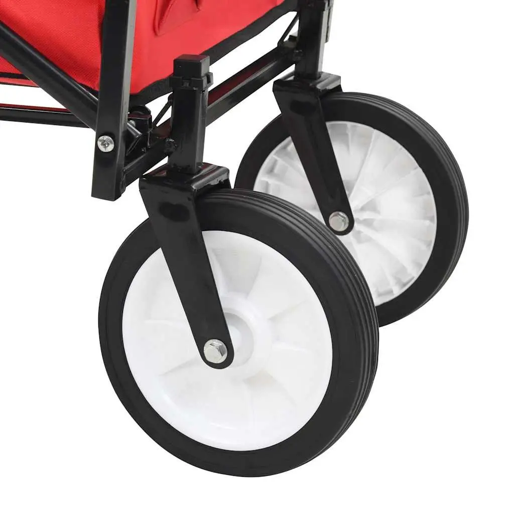 Folding Hand Trolley Green Steel Frame Heavy Duty 600D Oxford Fabric 360° Rotatable Front Wheels
