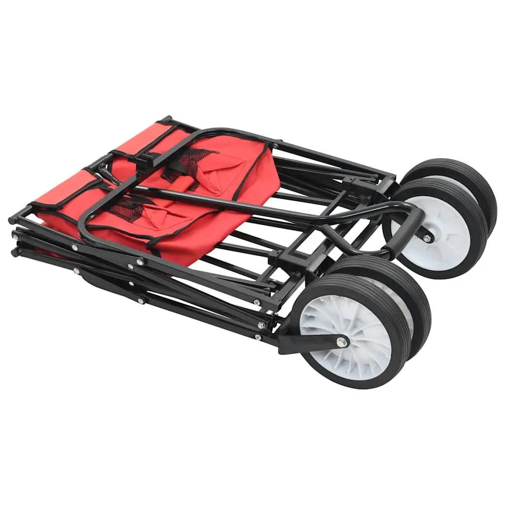 Folding Hand Trolley Green Steel Frame Heavy Duty 600D Oxford Fabric 360° Rotatable Front Wheels