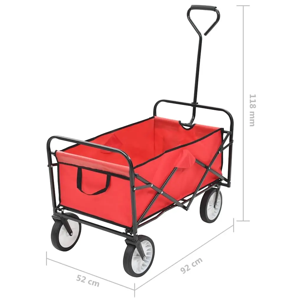Folding Hand Trolley Green Steel Frame Heavy Duty 600D Oxford Fabric 360° Rotatable Front Wheels