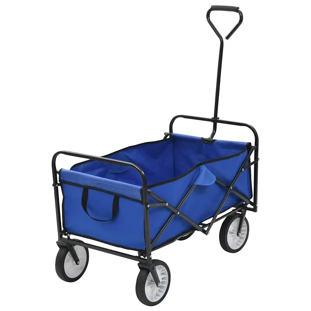 Folding Hand Trolley Red Steel Frame 75kg Load Capacity Padded Handle 360° Rotatable Front Wheels