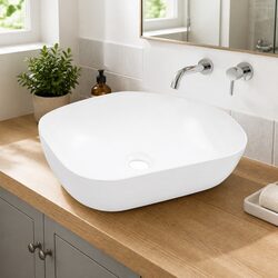 Ceramic Wash Basin Rectangular Bathroom Sink 45.5x32x13cm White Vessel