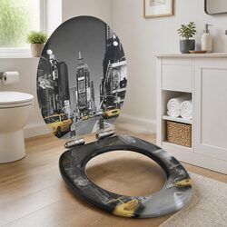 Concise Grey Toilet Seat with Soft Close Feature