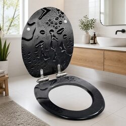 Grey Soft Close Toilet Seat with Water Drops