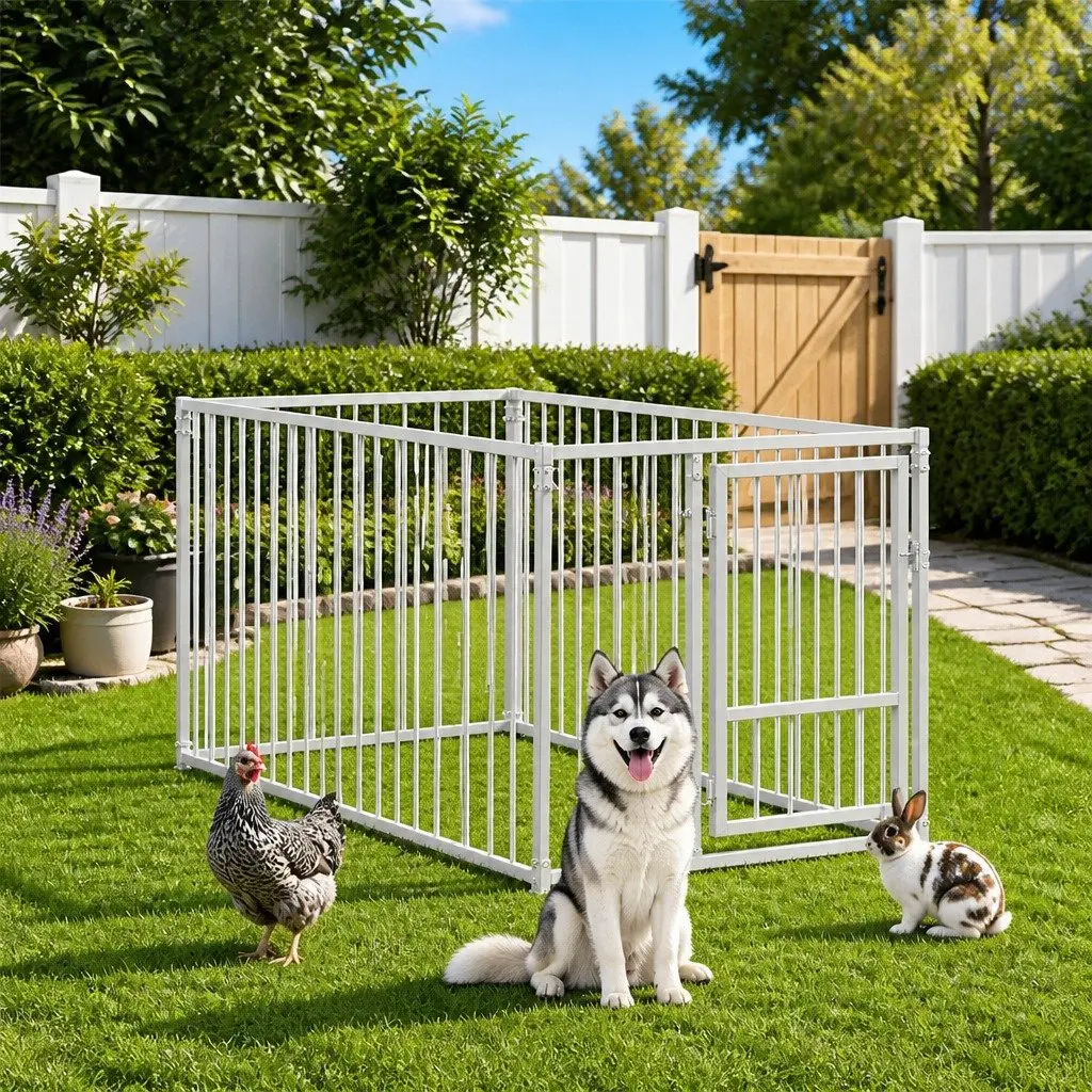 Dog Kennel Silver 100x200x100 cm Heavy Duty Steel Construction Exercise Pen