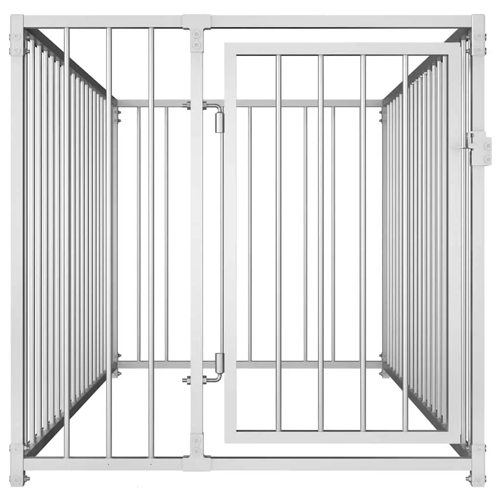 Dog Kennel Silver 100x200x100 cm Heavy Duty Steel Construction Exercise Pen