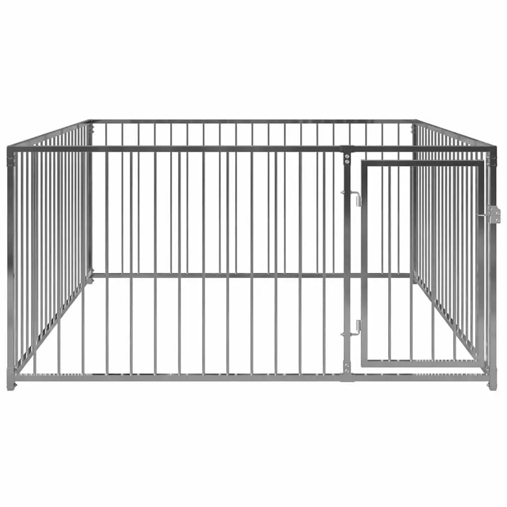 Dog Kennel Silver 200x200x100cm Steel Construction Outdoor Playpen