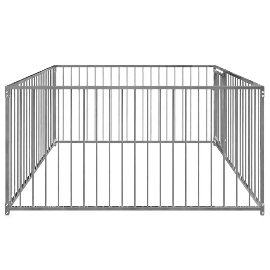 Dog Kennel Silver 200x200x100cm Steel Construction Outdoor Playpen