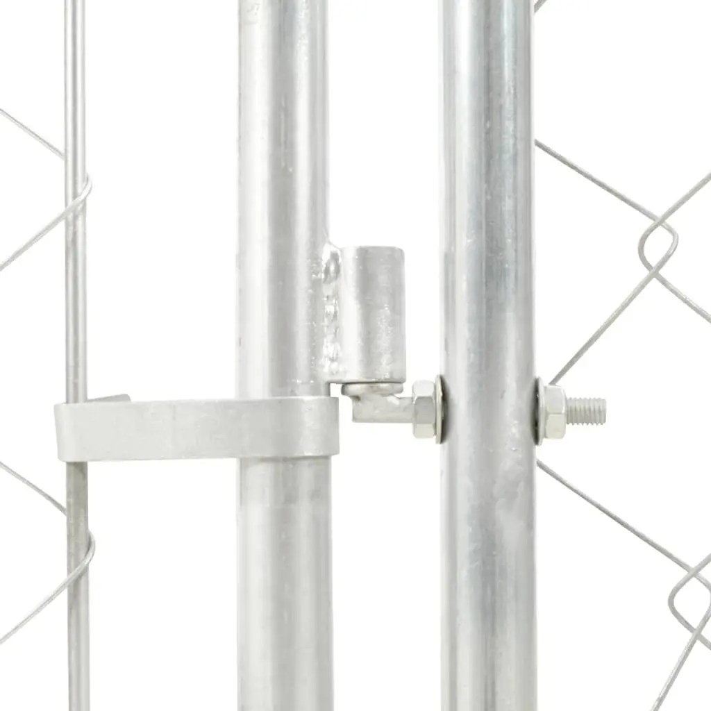 Outdoor Dog Kennel Silver Large Roofed Exercise Run Pen Enclosure