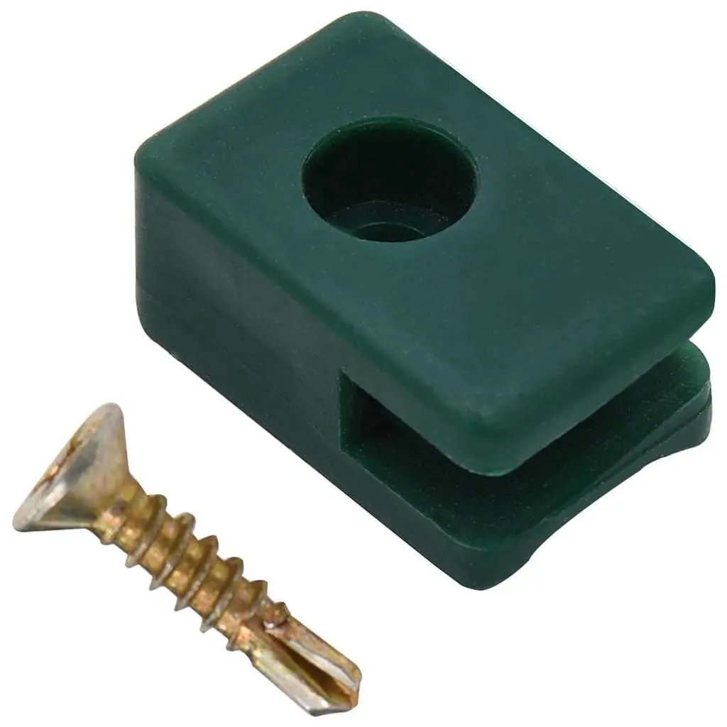 Tension Wire Holder Green Weatherproof Plastic with Screw Garden Fencing Hardware Suitable for Wires Under 4mm Diameter 100 Sets