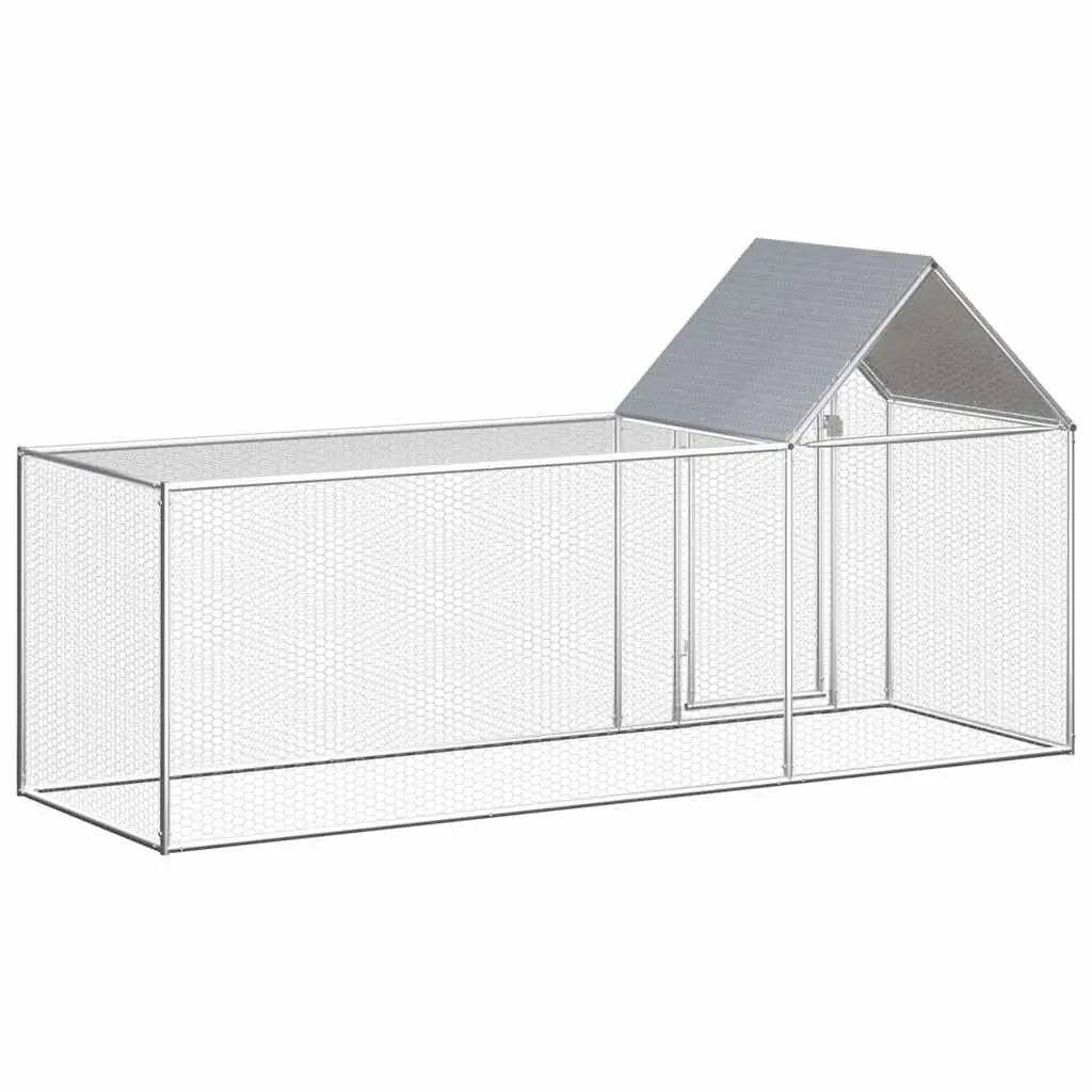 Chicken Coop Silver 3x1x1.5m Galvanised Steel Poultry House Water-resistant Roof