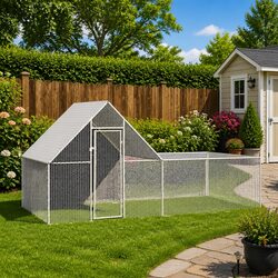 Chicken Coop 4x2x2 m Galvanised Steel Garden Poultry House Run Enclosure