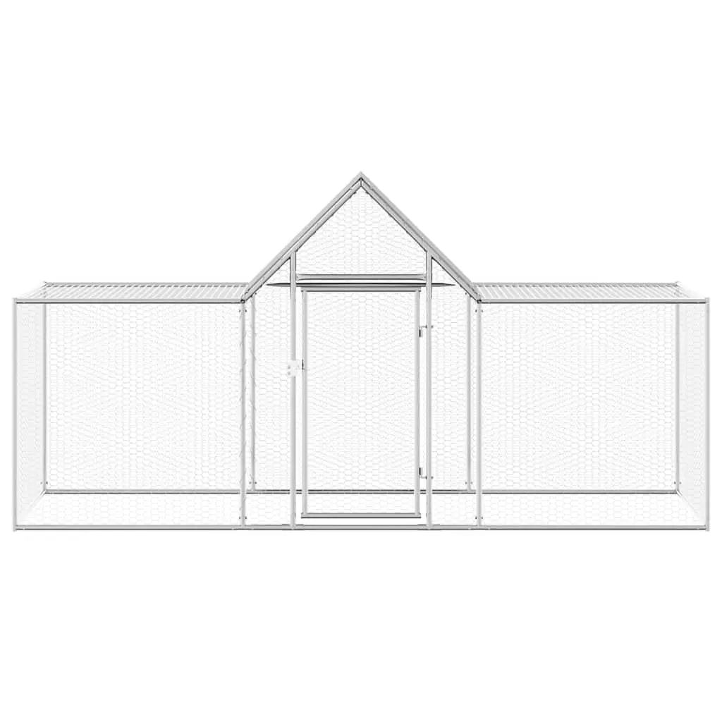 Chicken Coop Silver 3x1x1.5m Galvanised Steel Durable Water-Resistant Roof Enclosure