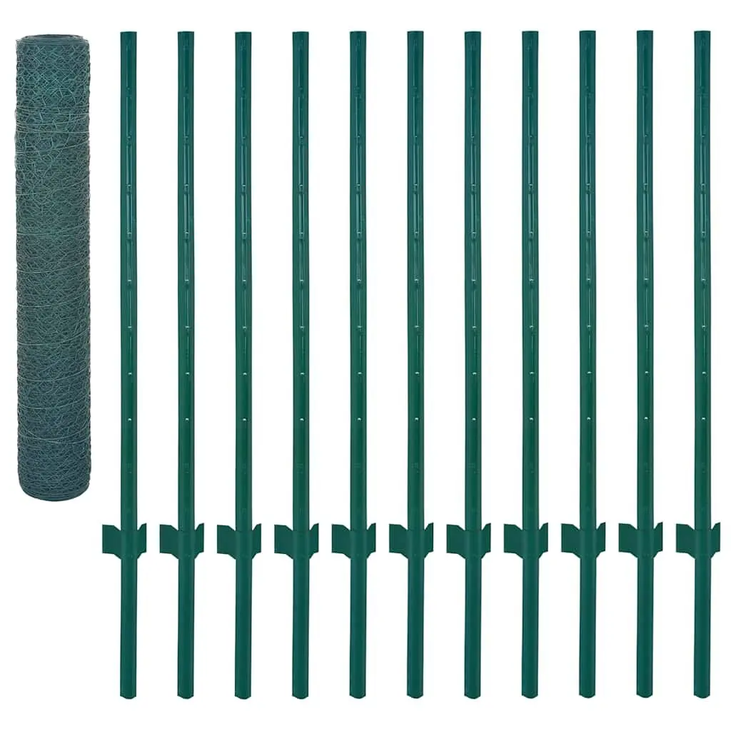 Wire Mesh Fence Panel Green 25x1m Steel Durable Weather Resistant Garden Yard Farm Fencing