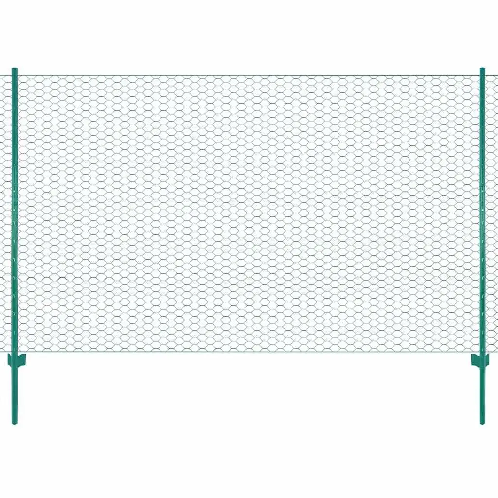 Wire Mesh Fence Panel Green 25x2 m Durable PVC Powder-Coated Steel Garden Poultry Farm Barrier