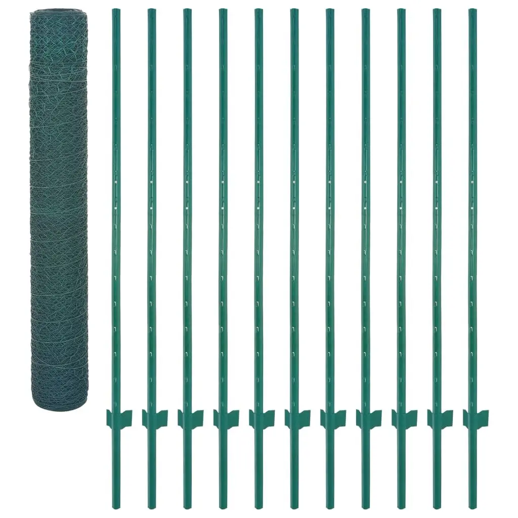 Wire Mesh Fence Roll Green 25x2m Steel PVC Coated Durable Weather Resistant Fencing