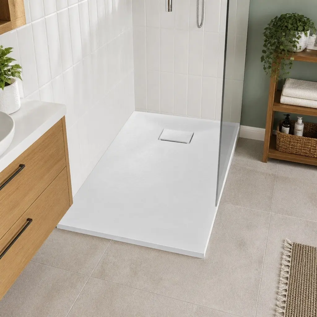 White Shower Base Tray, 80x80 cm, Low Profile