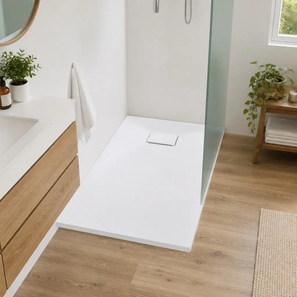 Shower Base Tray 90x80 cm White Low Profile Bathroom Rectangular Drainage