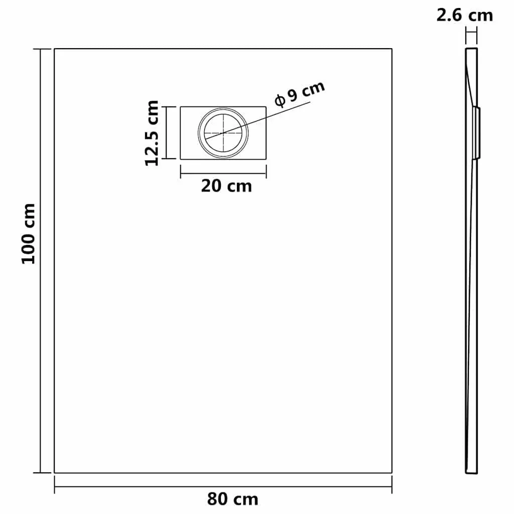 Shower Base Tray White 100x80 cm Low Profile Skid Resistant