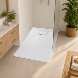Shower Base Tray White 120x70 cm Low Profile Bathroom Skid Resistant Modern
