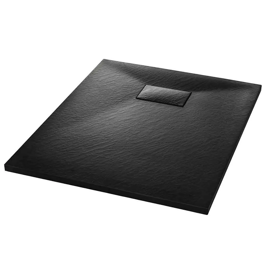 Shower Base Tray Black 90x70 cm Low Profile Skid Resistant
