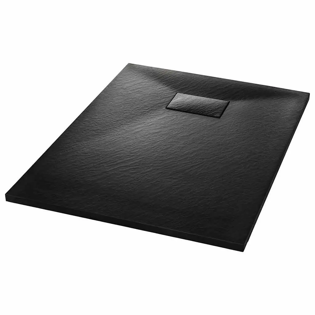 Shower Base Tray Black Rectangular Low Profile 100x70 cm Modern Bathroom