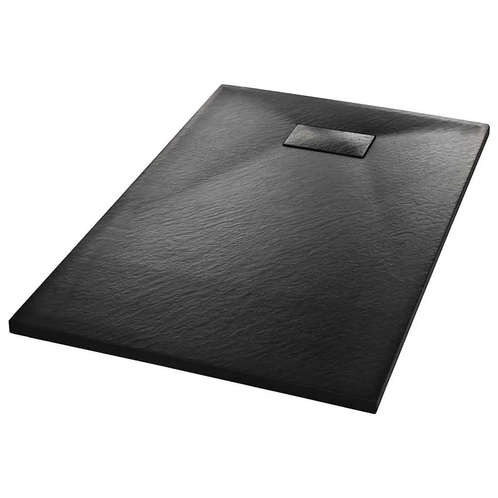 Shower Base Tray Black 100x80 cm Low Profile Skid Resistant