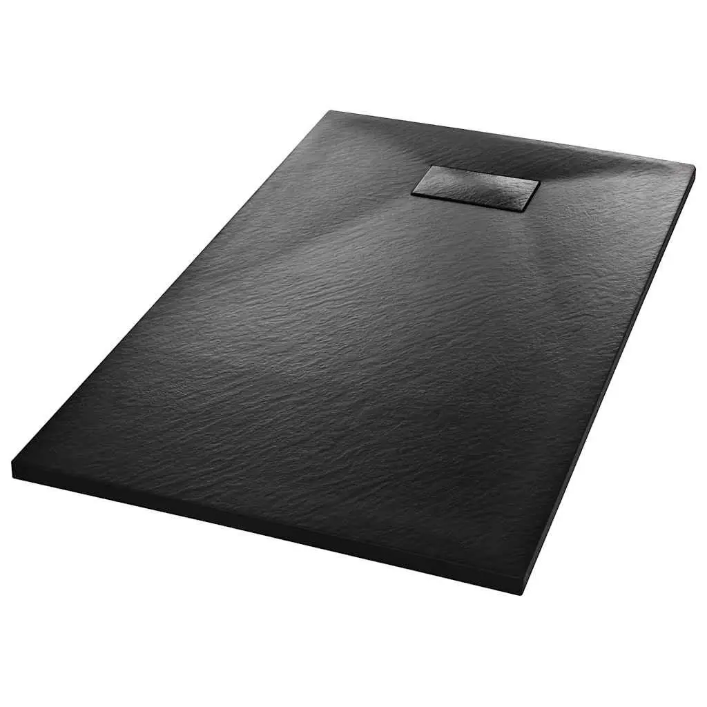 Shower Base Tray Black 120x70cm Low Profile Skid Resistant