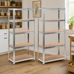 Efficient Brown Heavy Duty Storage Shelves - 2 Pack