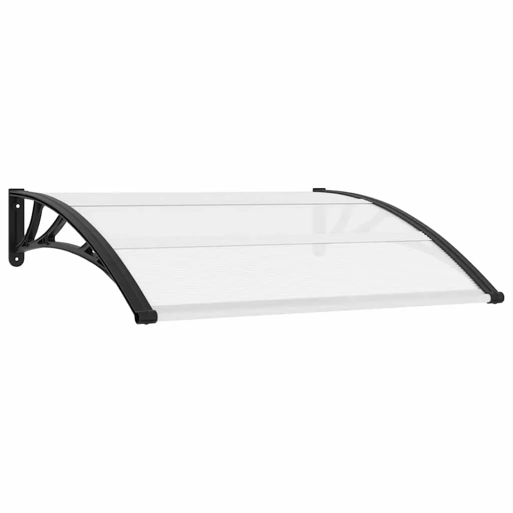 Door Canopy Awning Black Transparent 120x75cm Weather Resistant Polycarbonate