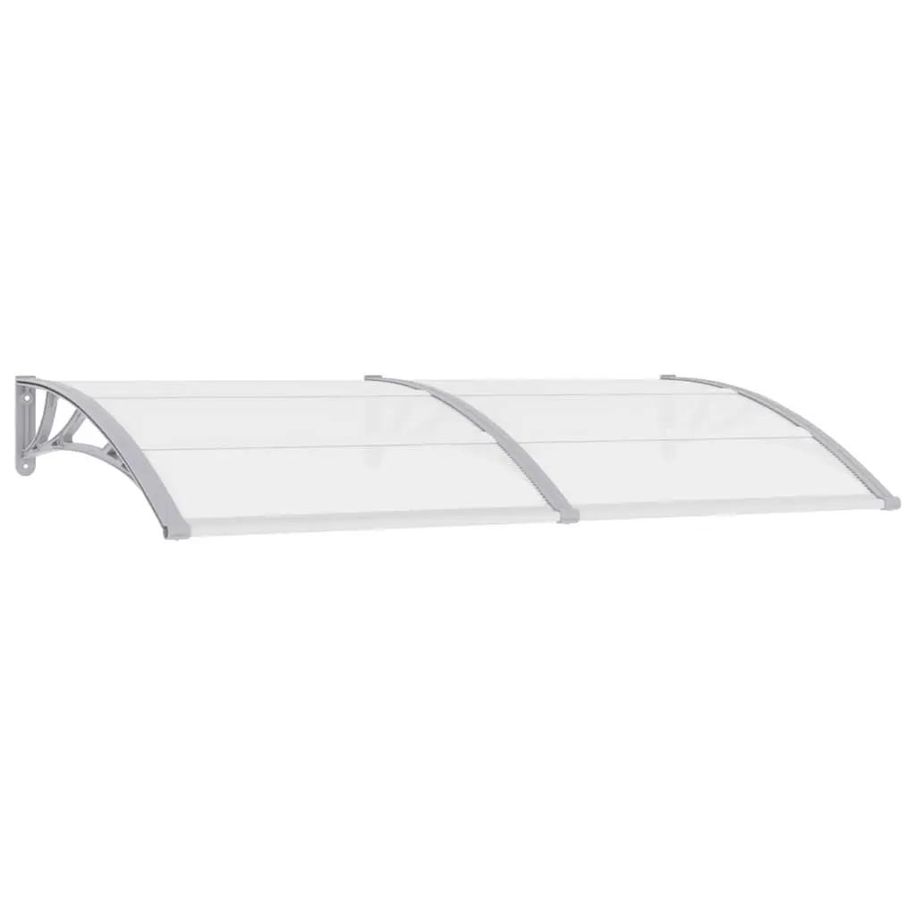 Door Canopy Grey Transparent Polycarbonate 200x75cm Weather Resistant Assembly Included