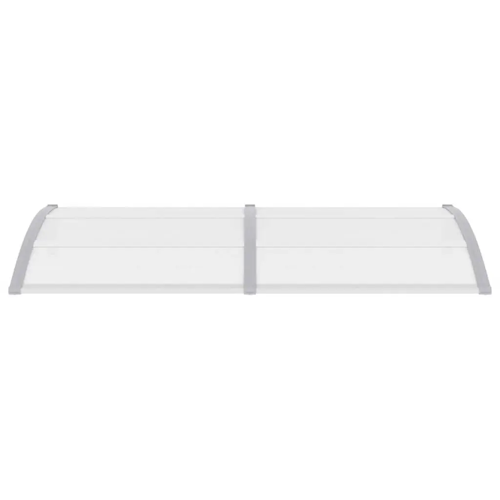Door Canopy Grey Transparent Polycarbonate 200x75cm Weather Resistant Assembly Included