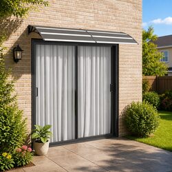 Black 240x75cm Door Canopy - Easy Installation Awning