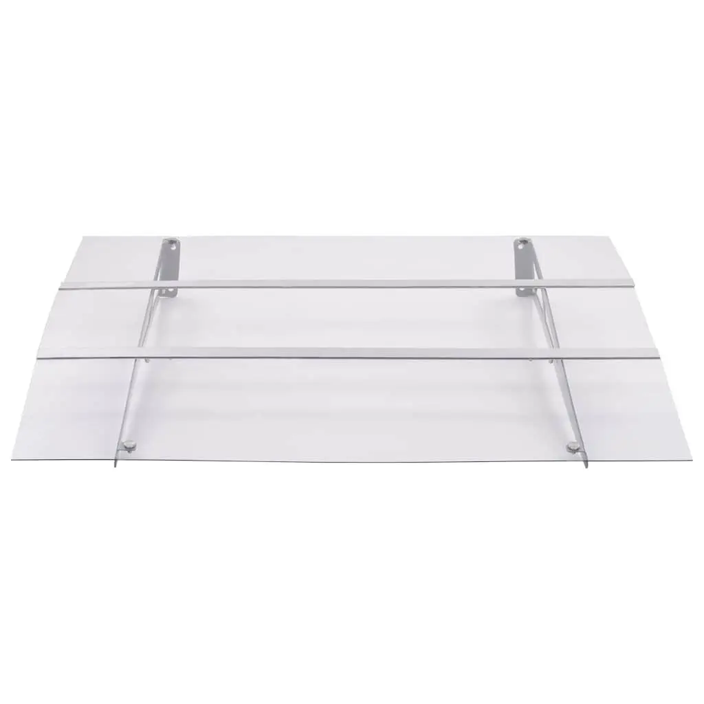 Door Canopy Silver Transparent 120x90cm Polycarbonate Weather Protection