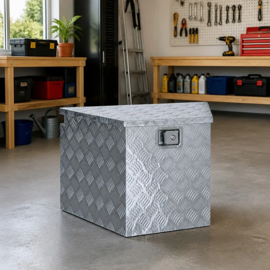Aluminium Storage Box Silver 737x410x460 mm Compact Portable Tool Organiser