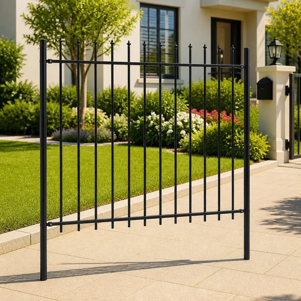 Garden Fence Panel with Spear Top Steel Posts 181x150 cm Decorative Outdoor