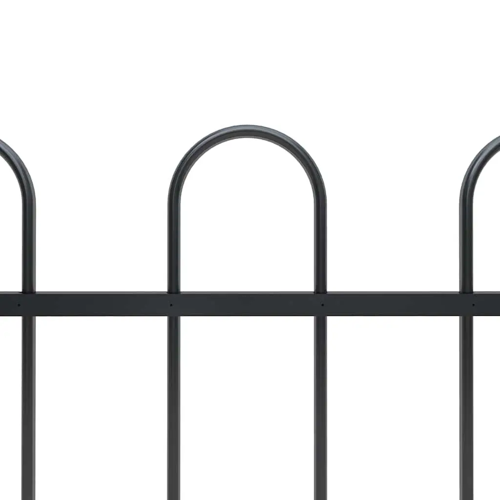 Garden Fence Panel Black 181x120cm Steel Hoop Top Decorative Outdoor Barrier