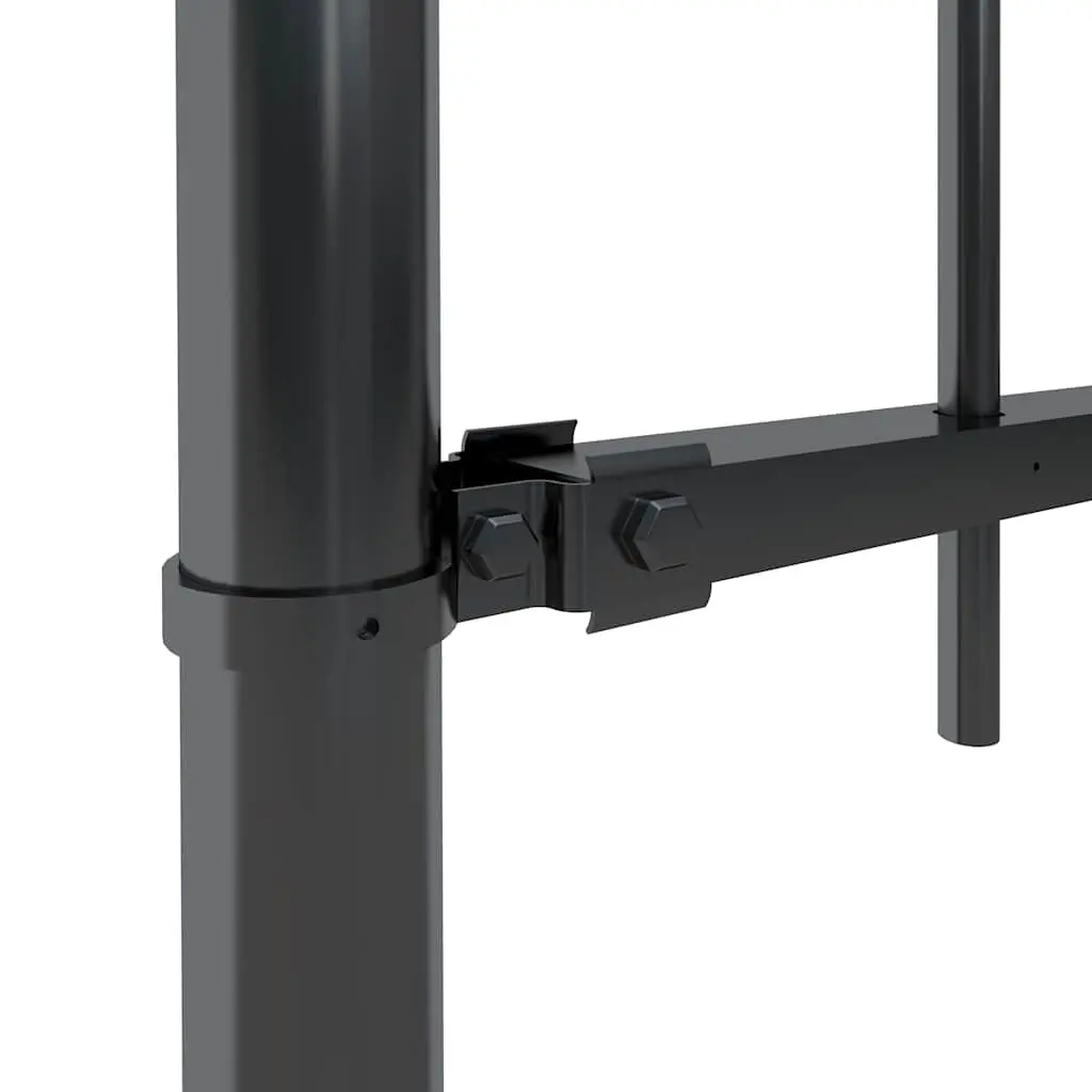 Garden Fence Panel Black 181x120cm Steel Hoop Top Decorative Outdoor Barrier