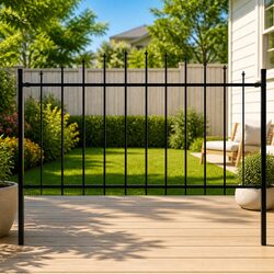 Black Steel Garden Fence Panel 170x150 cm - Strong and Secure
