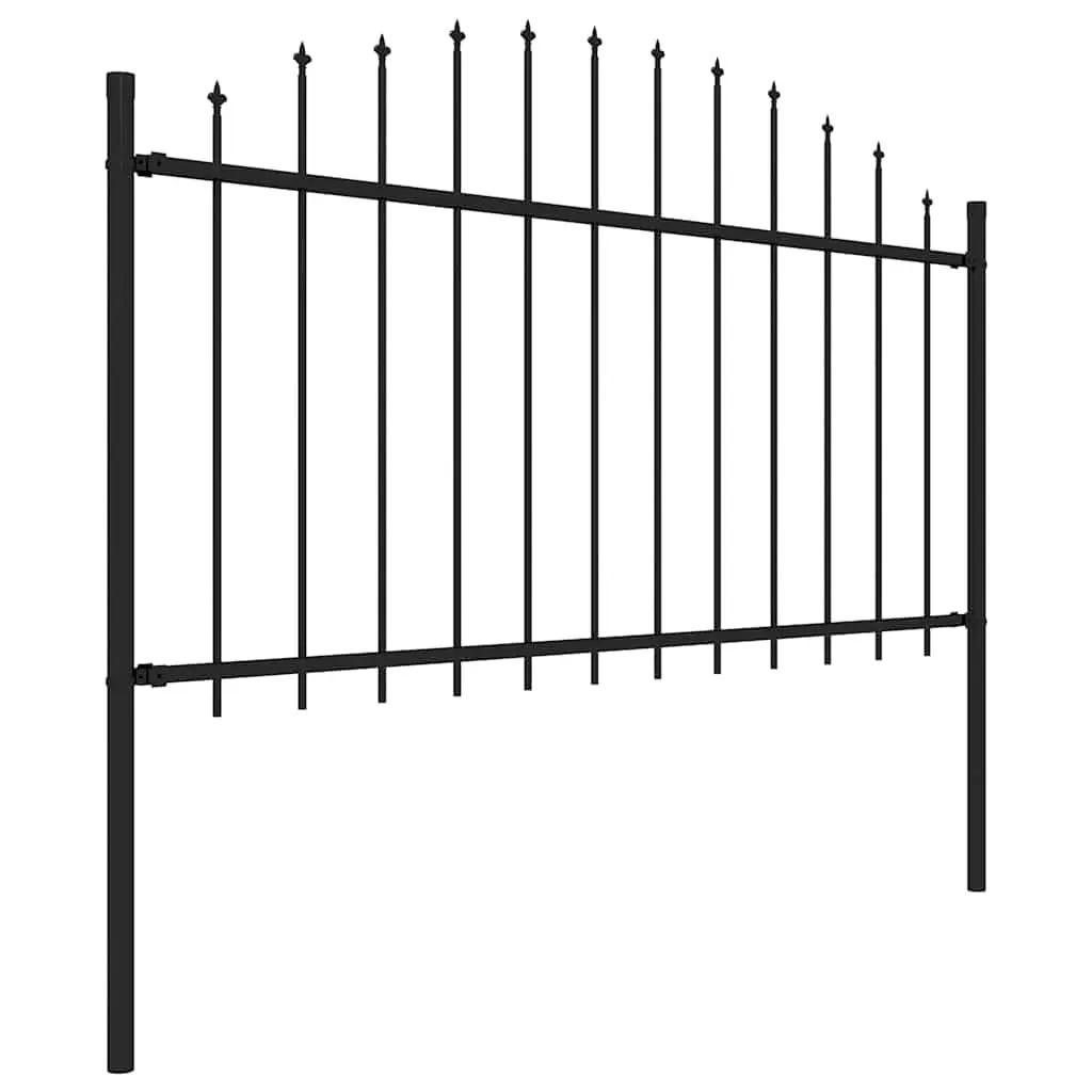 Garden Fence Panel Black 170x150 cm Steel Construction Spear Top Outdoor Security Barrier